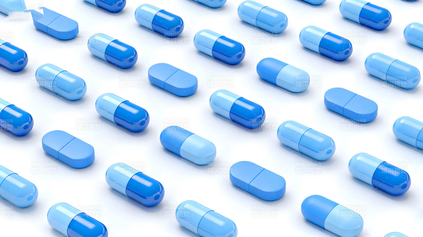 蓝色药丸组成的图案-图片