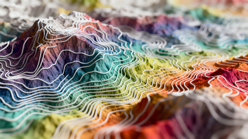 彩色地貌等高线图视觉效果图片