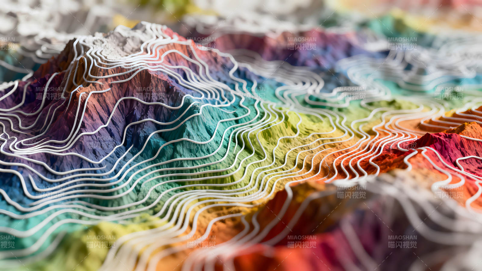 彩色地貌等高线图视觉效果图片