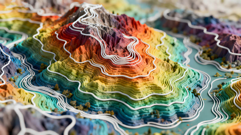 彩色山体地形图视觉艺术图片