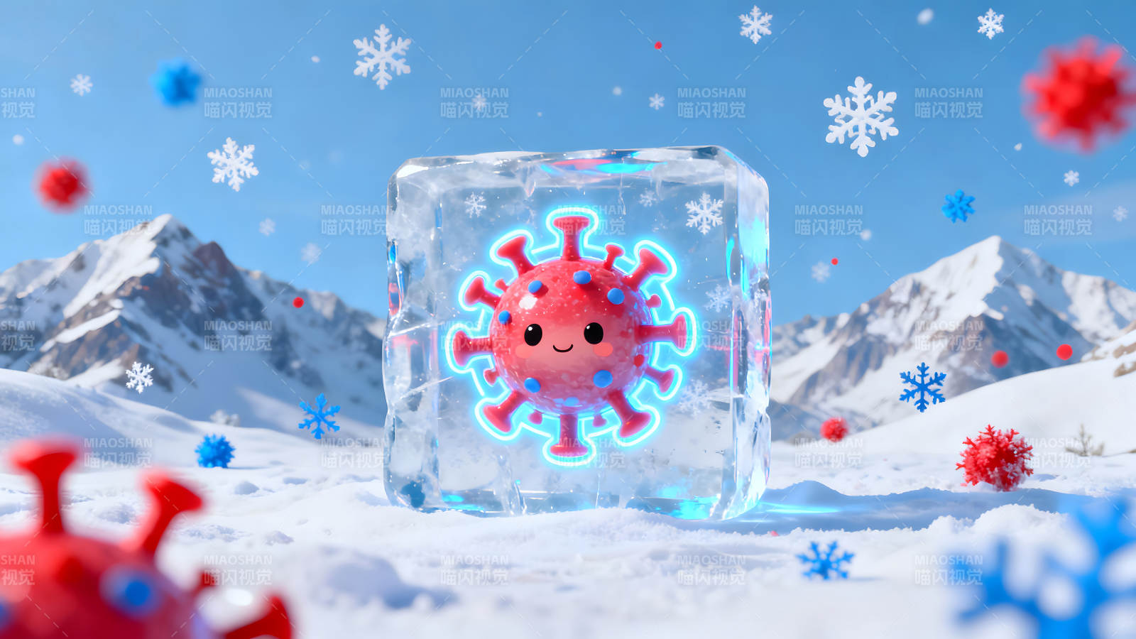 病毒冰凍奇幻場景-圖片