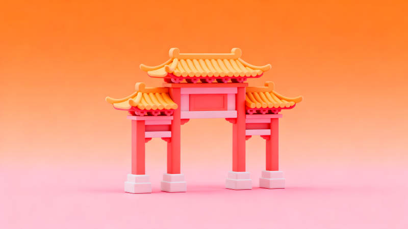 卡通風(fēng)格的中國牌樓-圖片