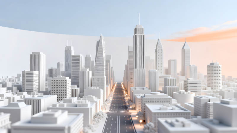 純白城市風光景觀視覺-圖片