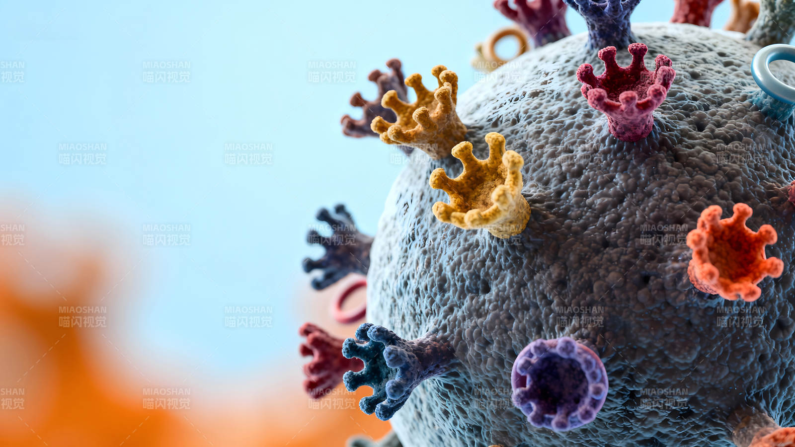 病毒微观特写展现细节结构-图片