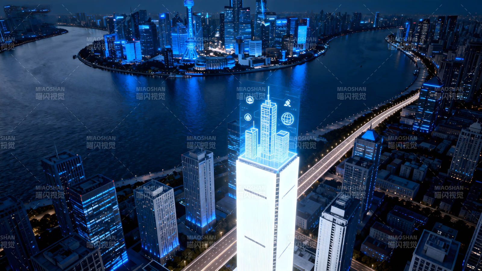 未來(lái)城市夜景科技感十足-圖片