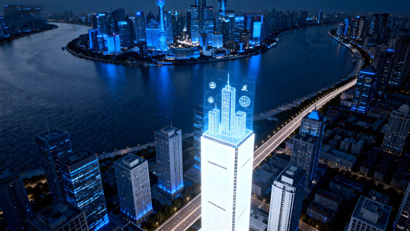 未來城市夜景科技感十足-圖片