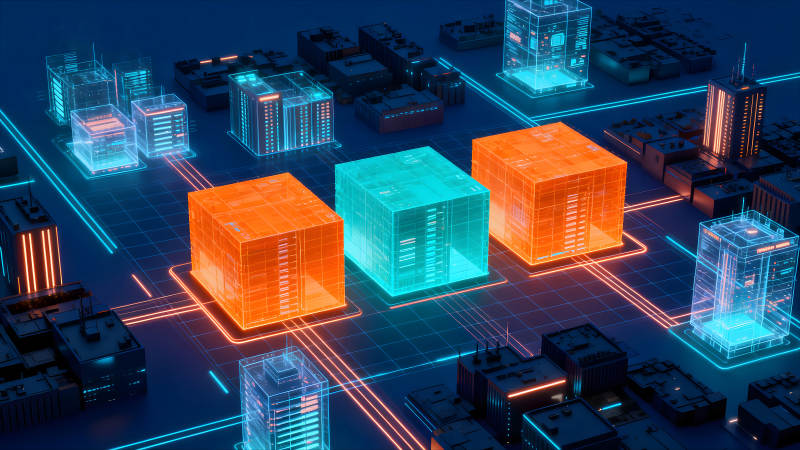 數字城市互聯互通的科技感-圖片