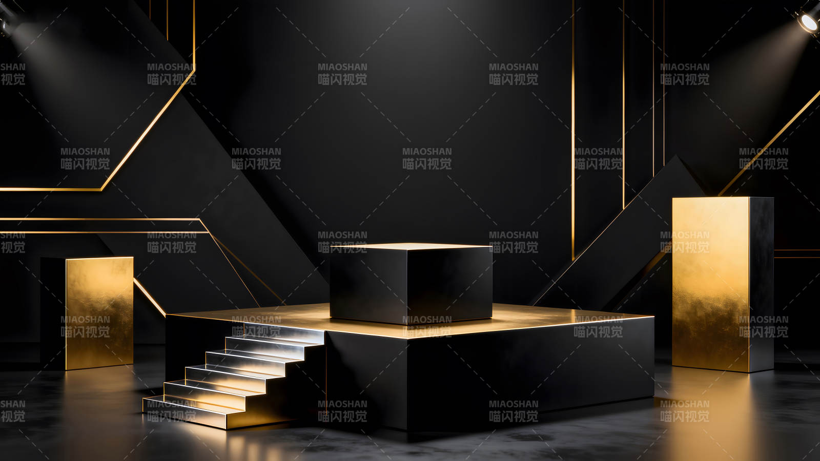 豪华黑色金色舞台展示空间图片
