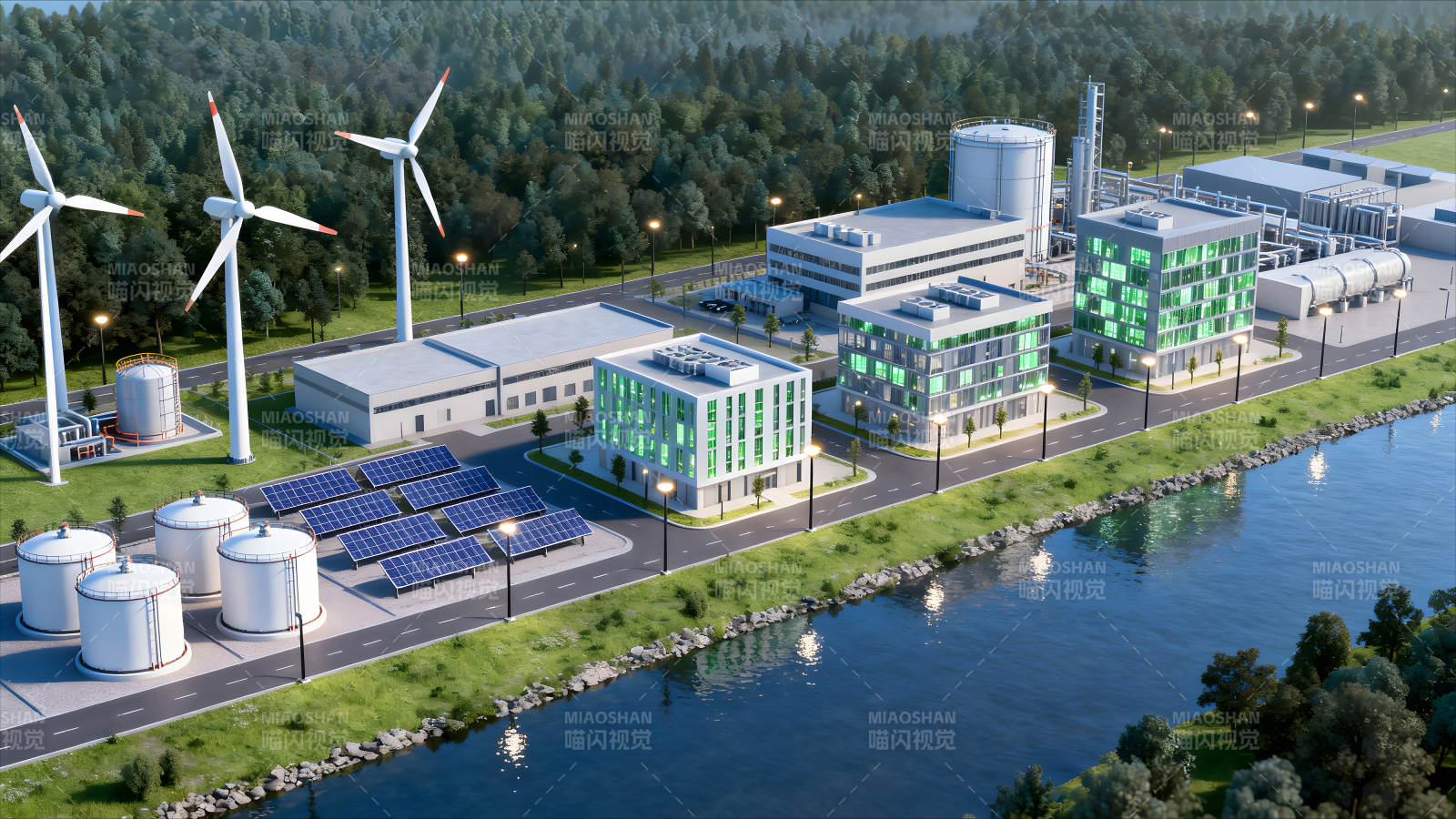 綠色能源工廠俯瞰圖-圖片