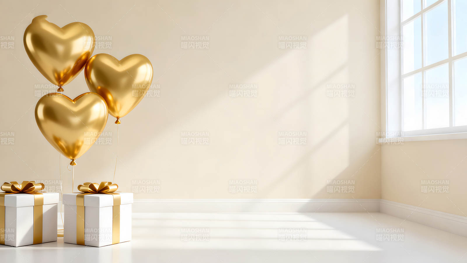 金色的氣球禮物裝飾-圖片