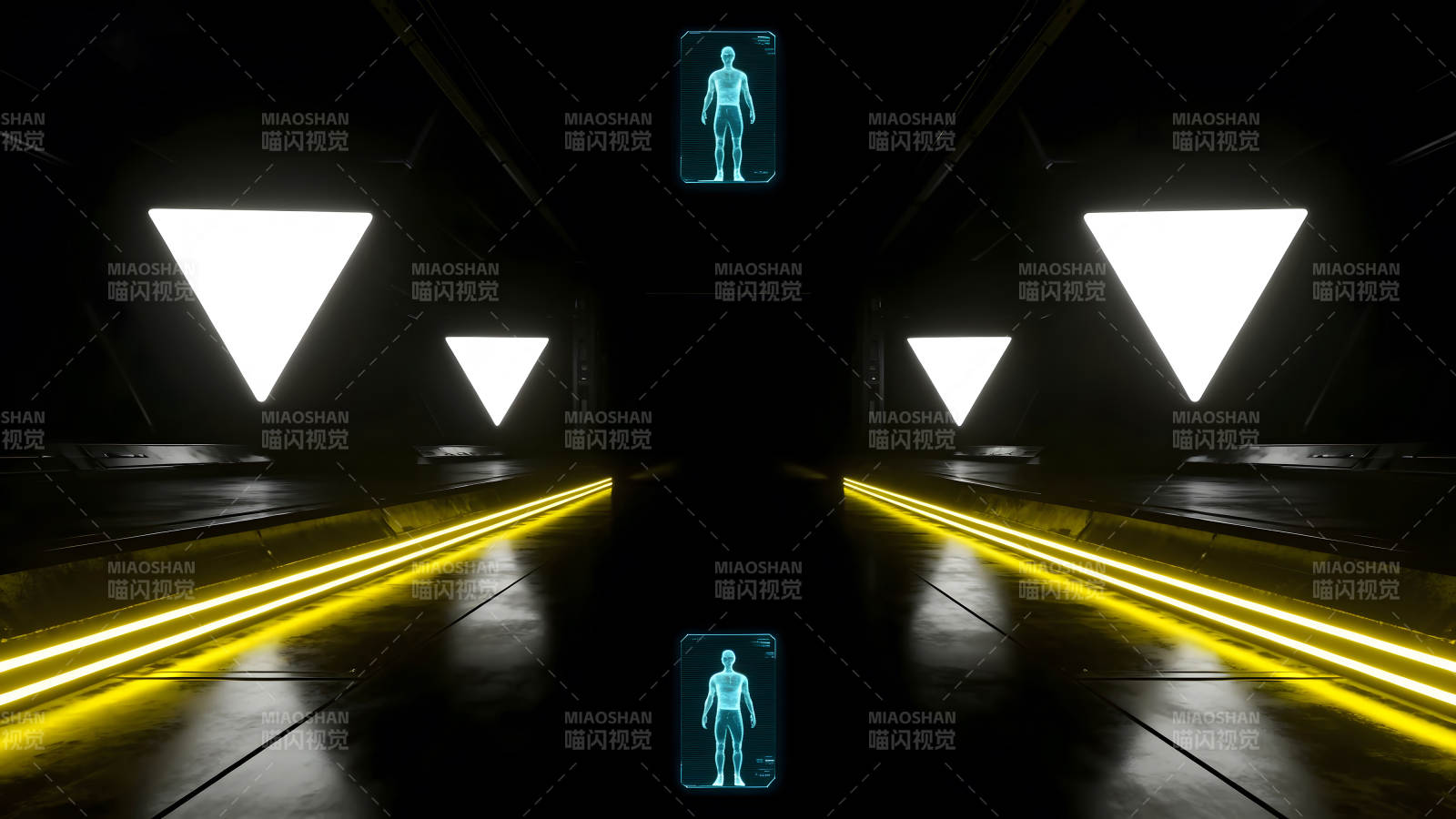 未来科技风格的科幻走廊场景-图片