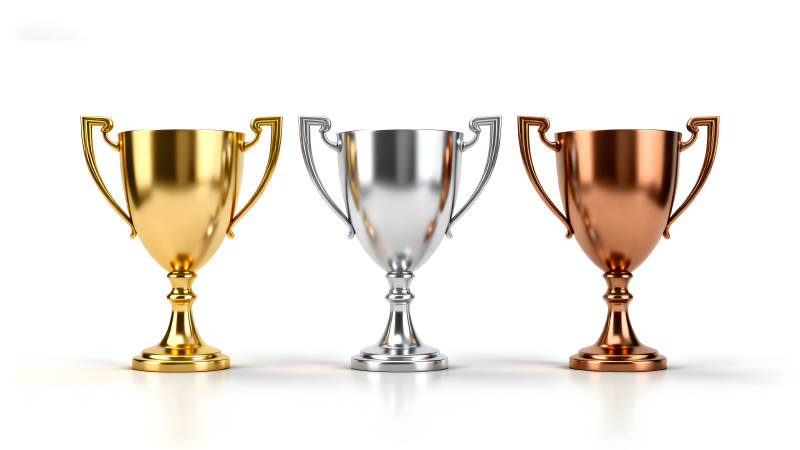 金银铜奖杯展示-图片