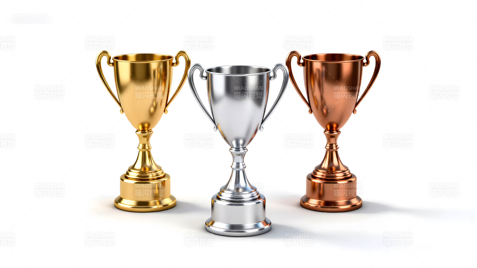 金銀銅獎(jiǎng)杯排列展示圖片