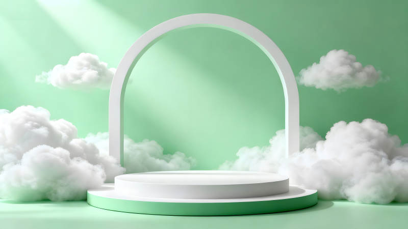 舞臺展示云朵裝飾氛圍清新-圖片