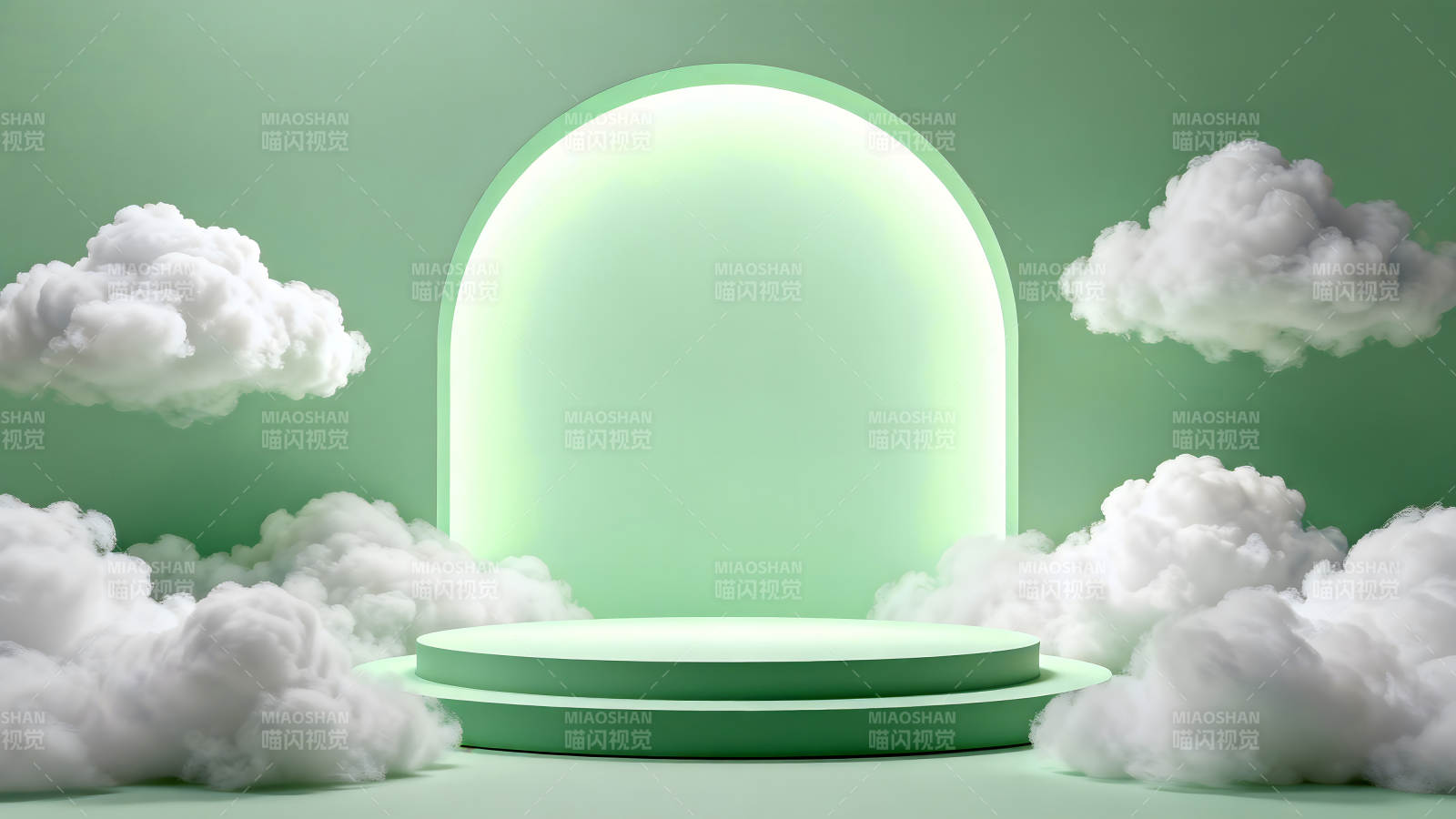 夢幻舞臺背景云霧環繞-圖片