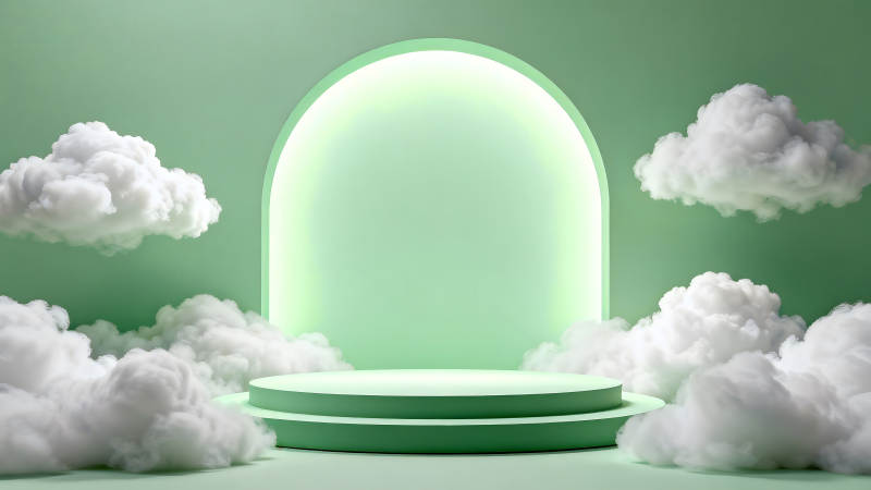 夢幻舞臺背景云霧環繞-圖片