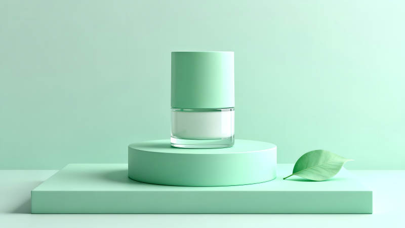 产品展示与绿色叶片-图片