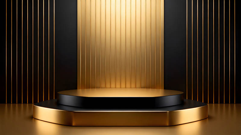 奢華金色展示臺背景圖片