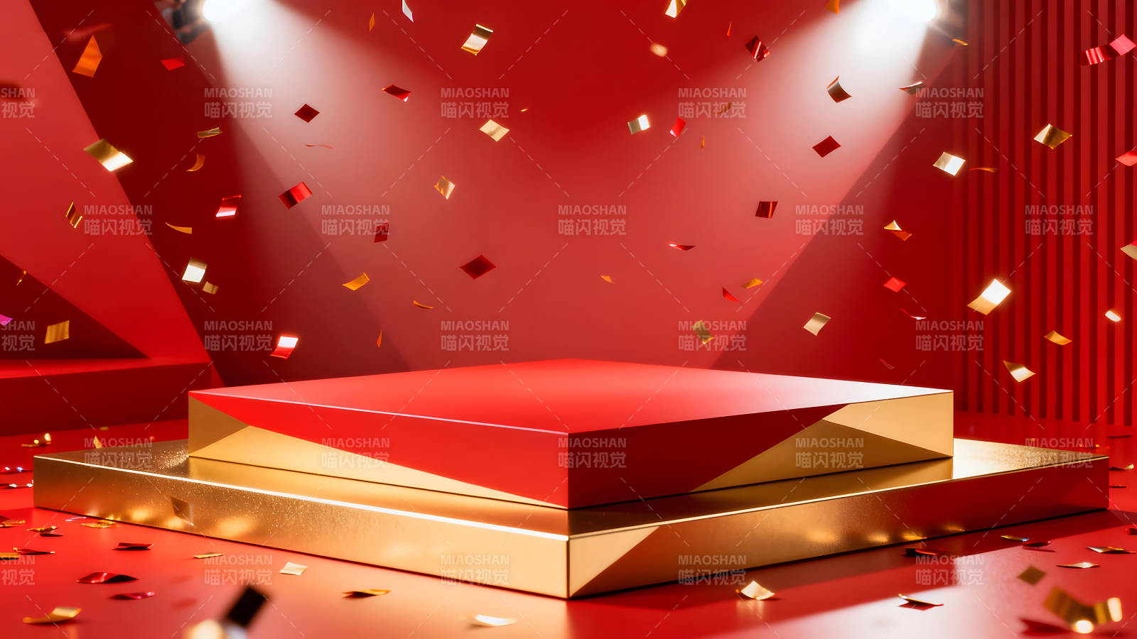 紅金舞臺慶祝氛圍喜慶-圖片