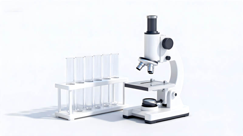 显微镜与试管组合静谧的科学实验场景-图片