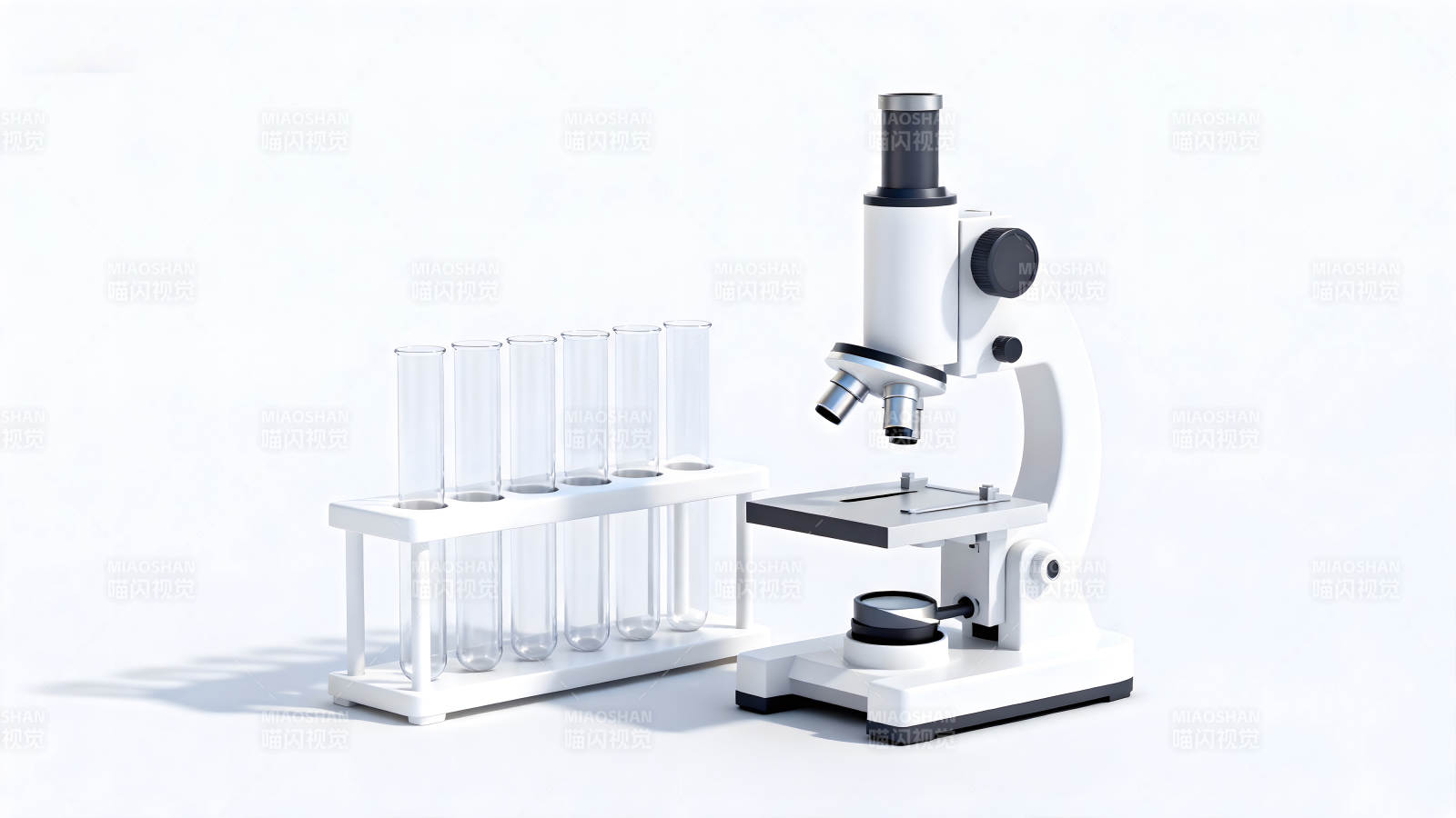 显微镜与试管组合静谧的科学实验场景-图片
