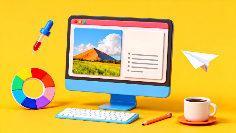 卡通电脑设计场景创意设计工具-图片