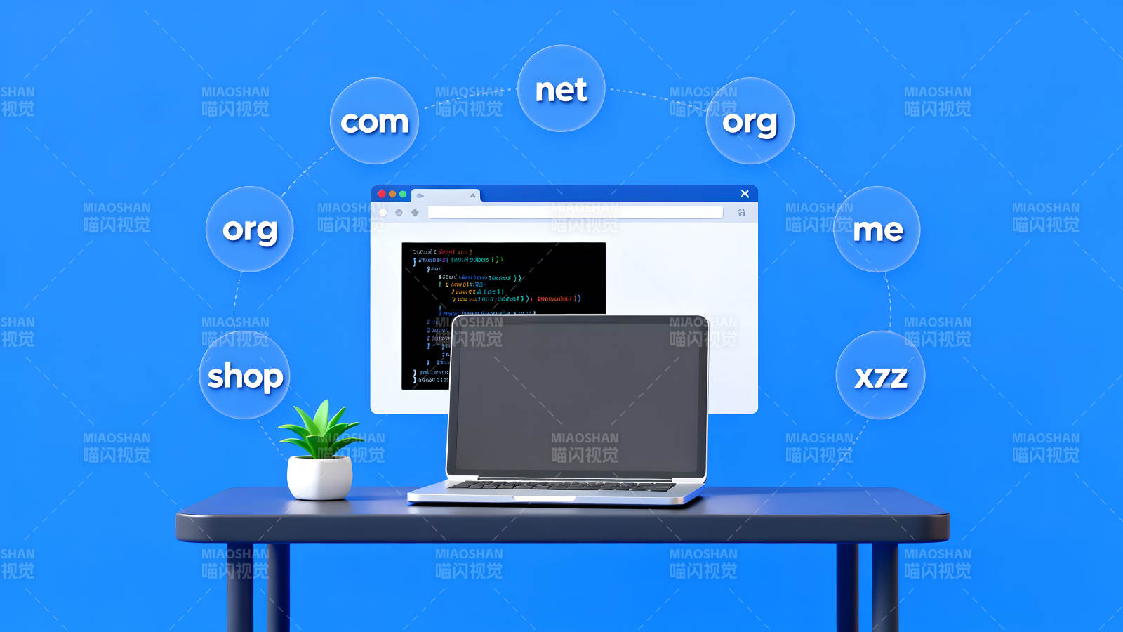 域名与编程电脑互联网概念图-图片