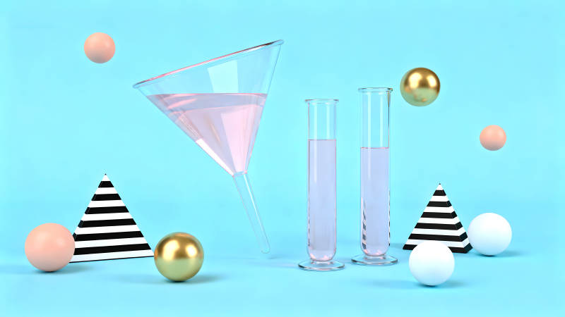 化学实验场景设计粉色液体与几何体-图片