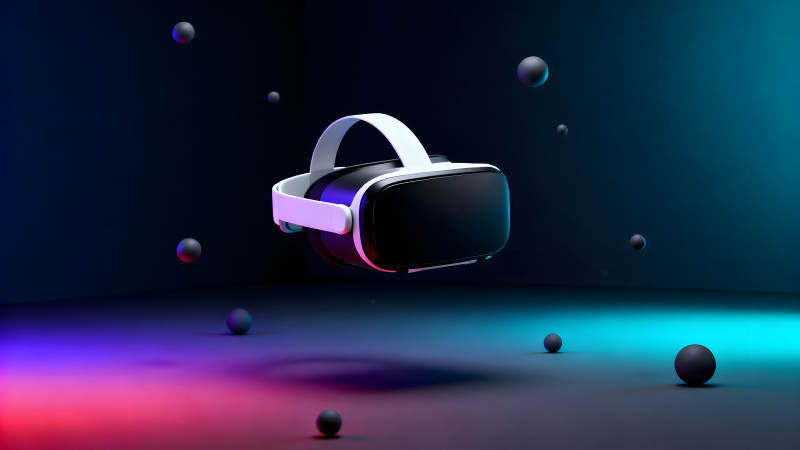 VR設備懸浮場景3D渲染效果圖片