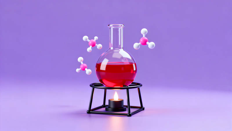 化学实验场景烧瓶加热分子-图片