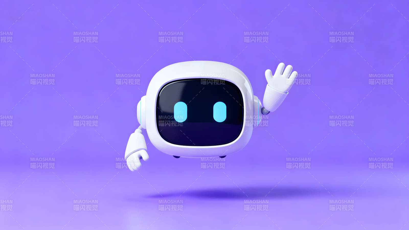 可愛機(jī)器人揮手打招呼-圖片