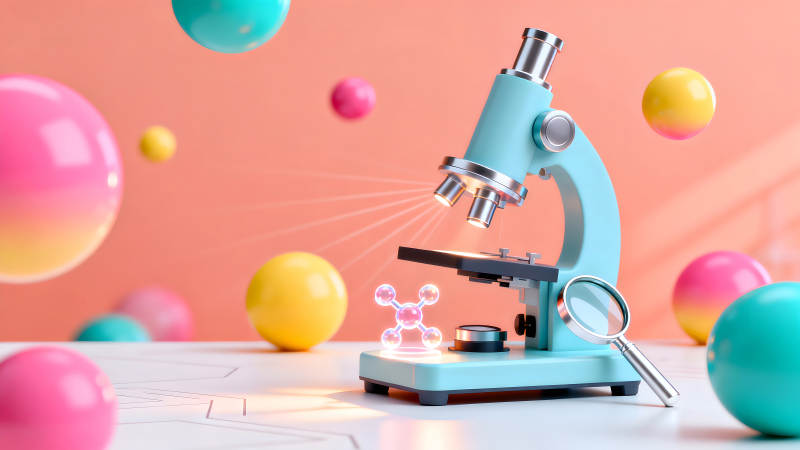 显微镜与彩色气泡的科学探索-图片