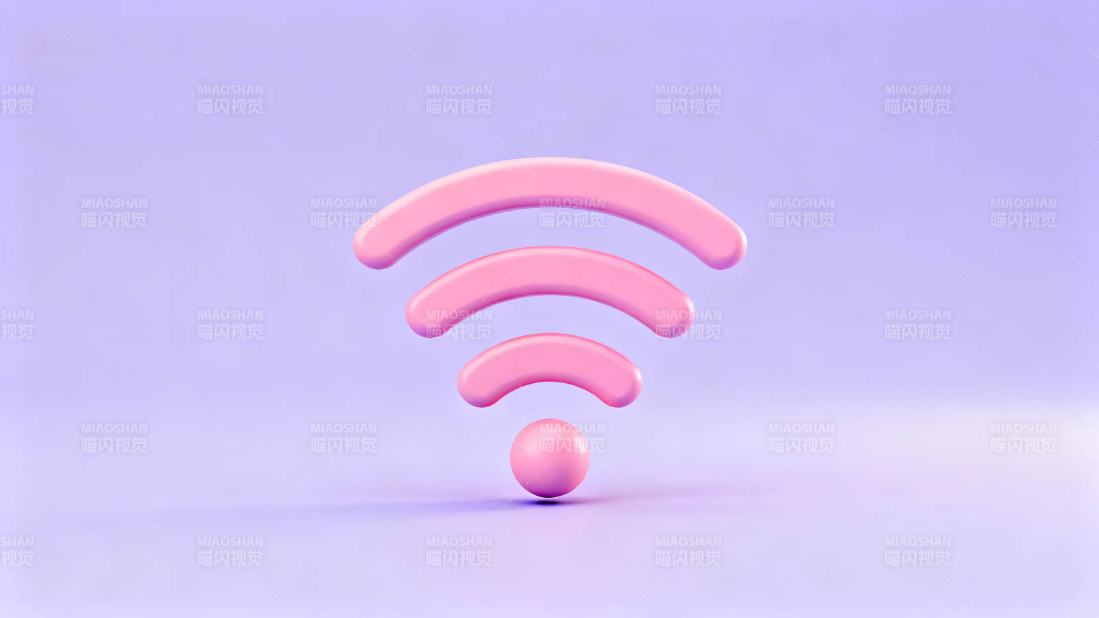 粉色WiFi信號圖標在紫色背景上-圖片
