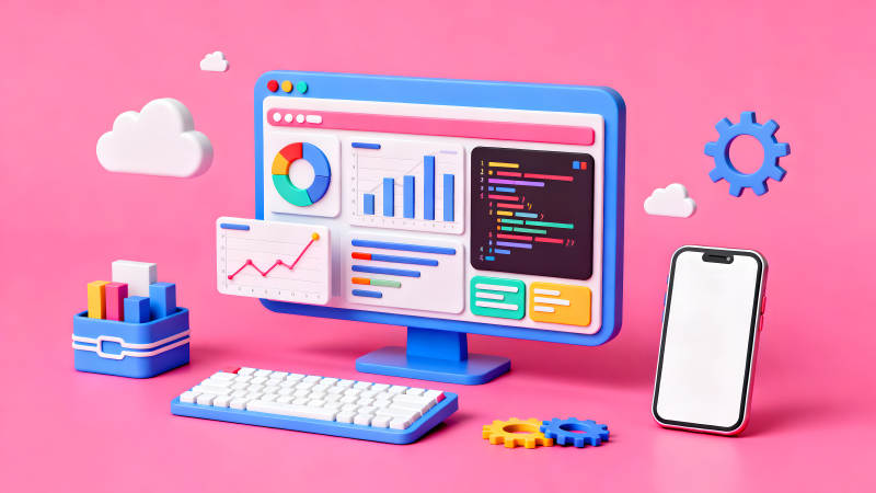 数据分析与科技展示3D风格图片