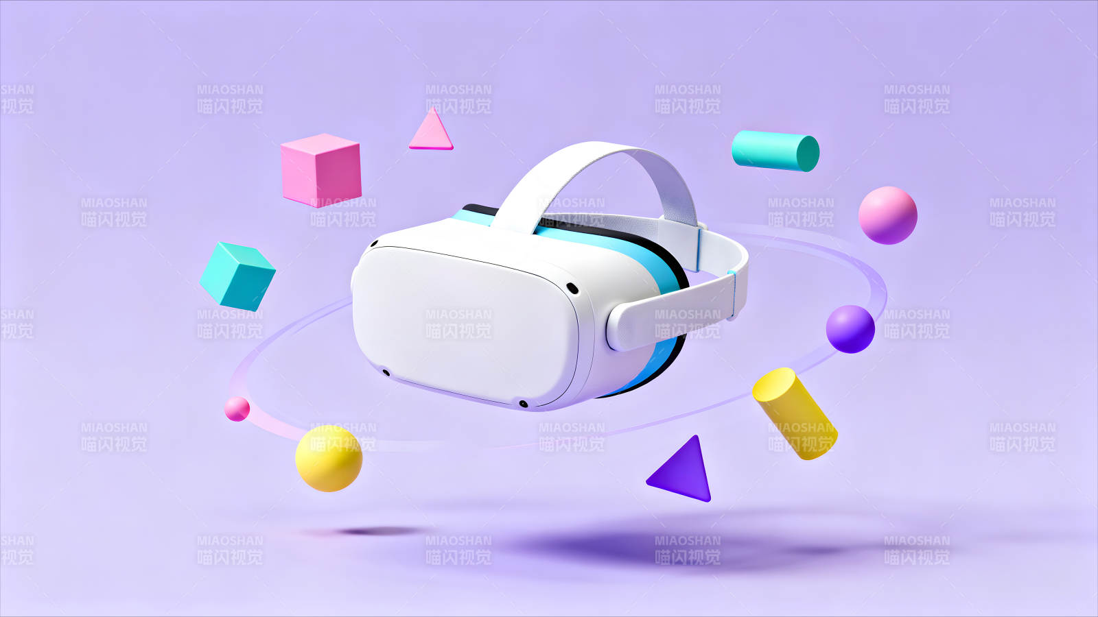 VR设备与几何图形组合的时尚风格图片
