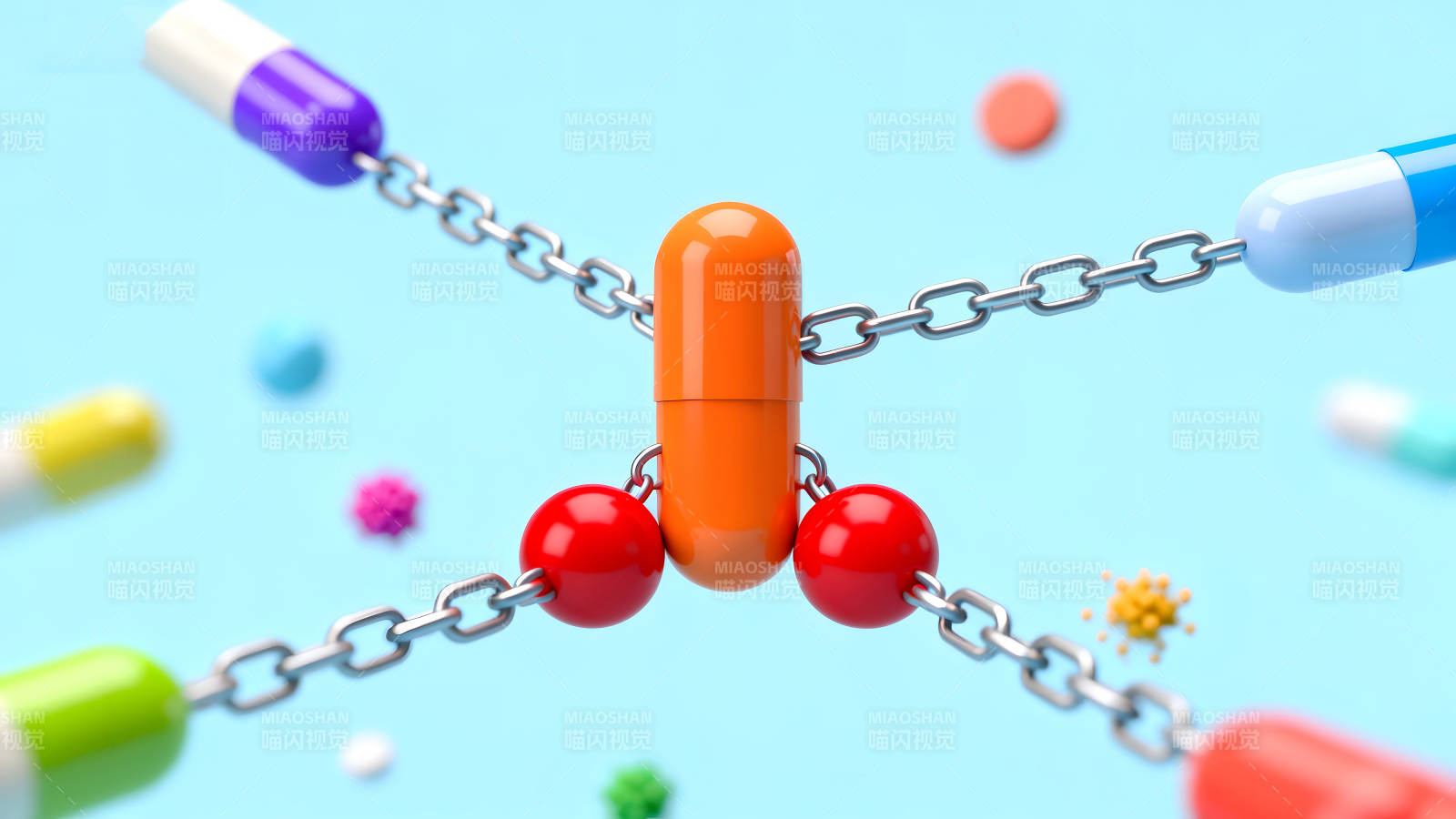 药丸链条连接概念图-图片