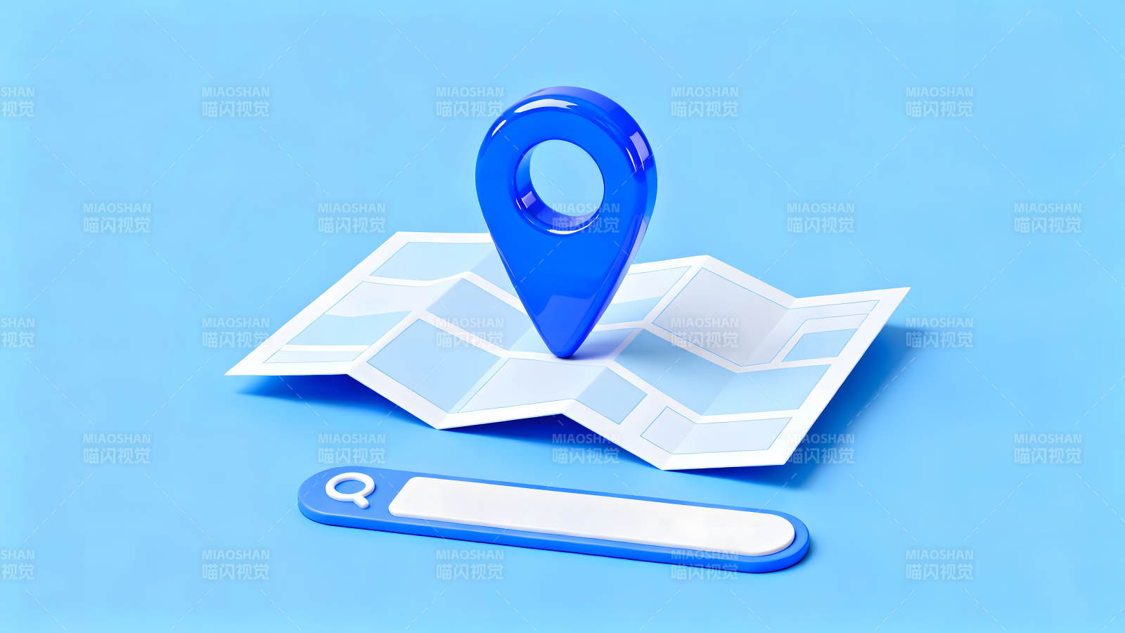 地圖定位與搜索框的藍色主題圖片