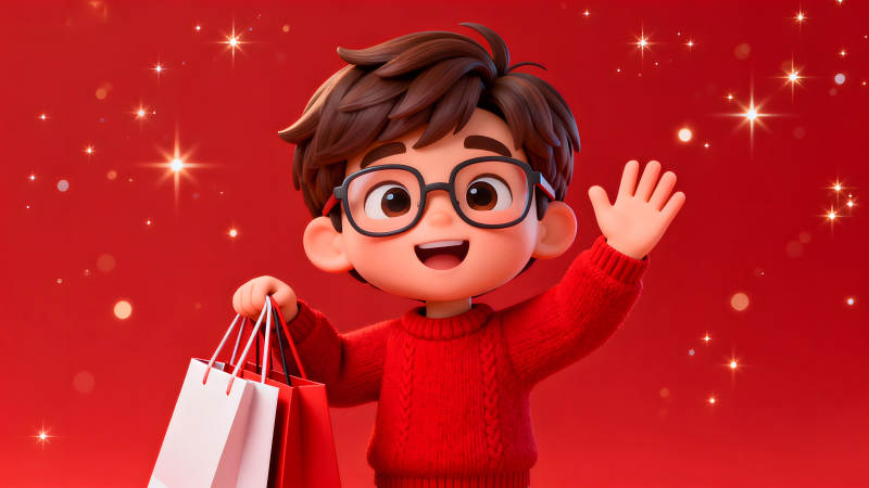 快乐男孩购物归来-图片