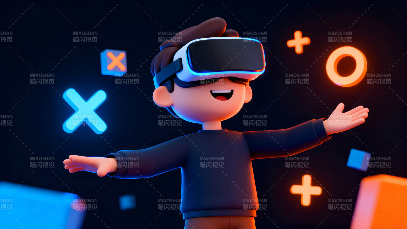虚拟现实体验中的卡通人物图片