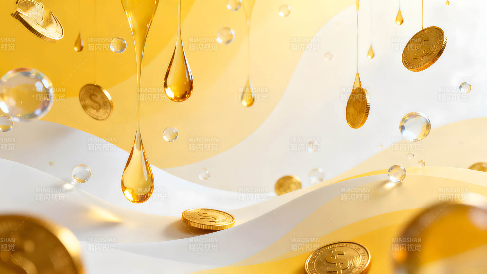 金钱与液体碰撞的视觉效果-图片