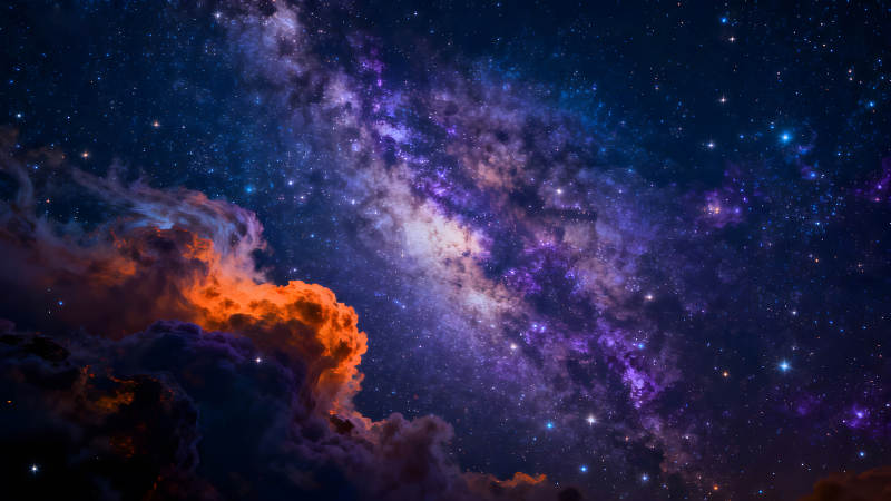 星空下的絢麗云彩-圖片