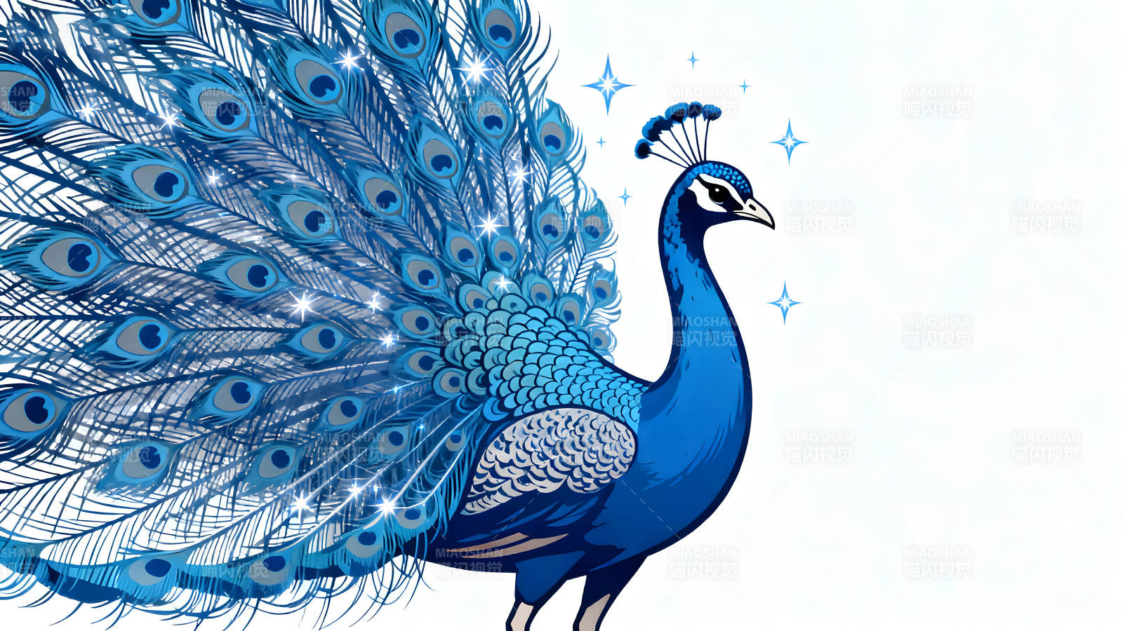 藍孔雀開屏展示美麗羽毛-圖片