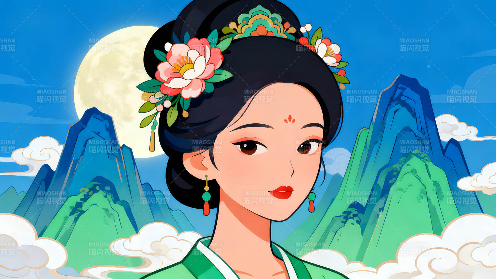 东方美人赏月图图片