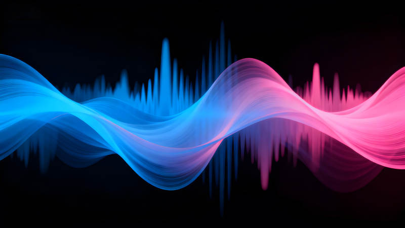 抽象波浪線條冷暖色調交織-圖片