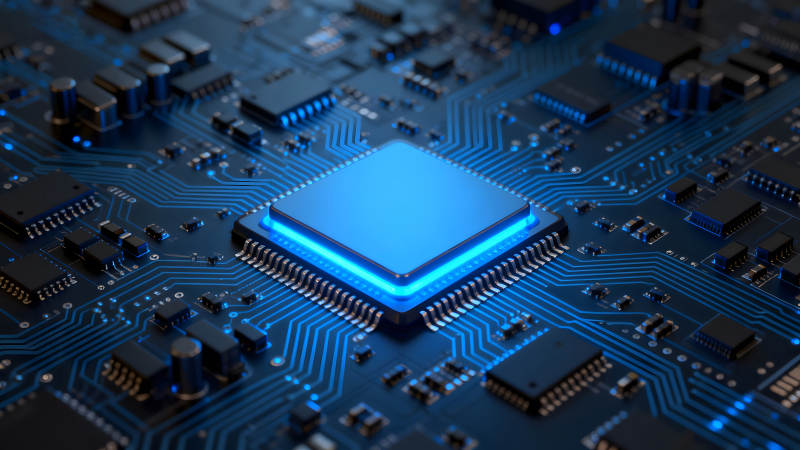 电路板特写蓝色科技感-图片