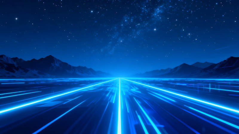 藍光夜景星空山巒-圖片