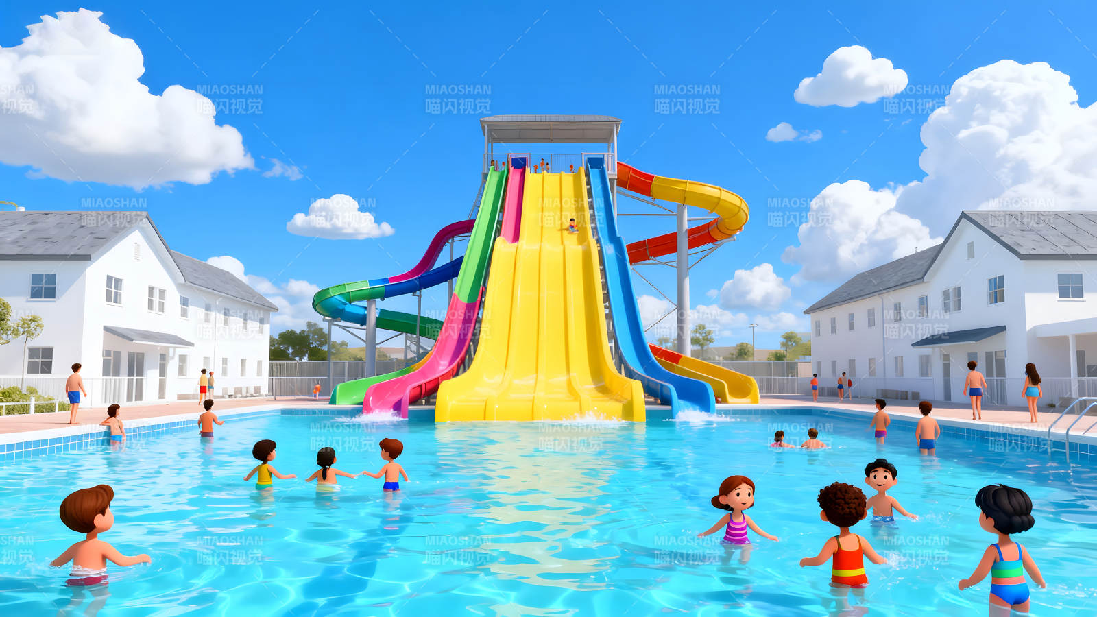 水上乐园儿童嬉戏场景-图片