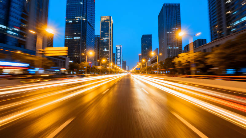 城市夜景車流光影-圖片