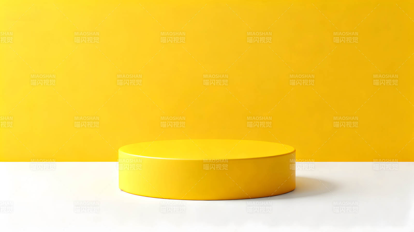 黄色圆柱展示台简洁背景图片