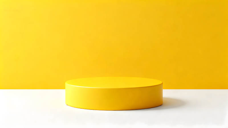 黄色圆柱展示台简洁背景-图片
